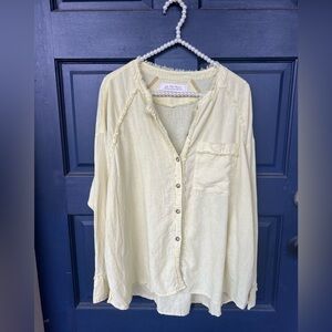 We The Free Pale Yellow Button-Down Shirt